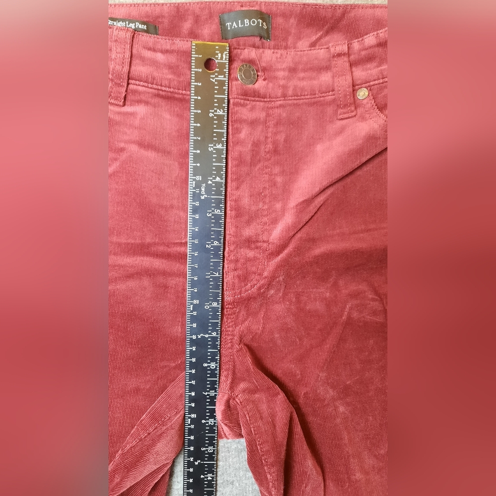 Talbots Pants Womans 10P Red Burgundy Corduroy Straight Leg Classic Workwear - Picture 9 of 13